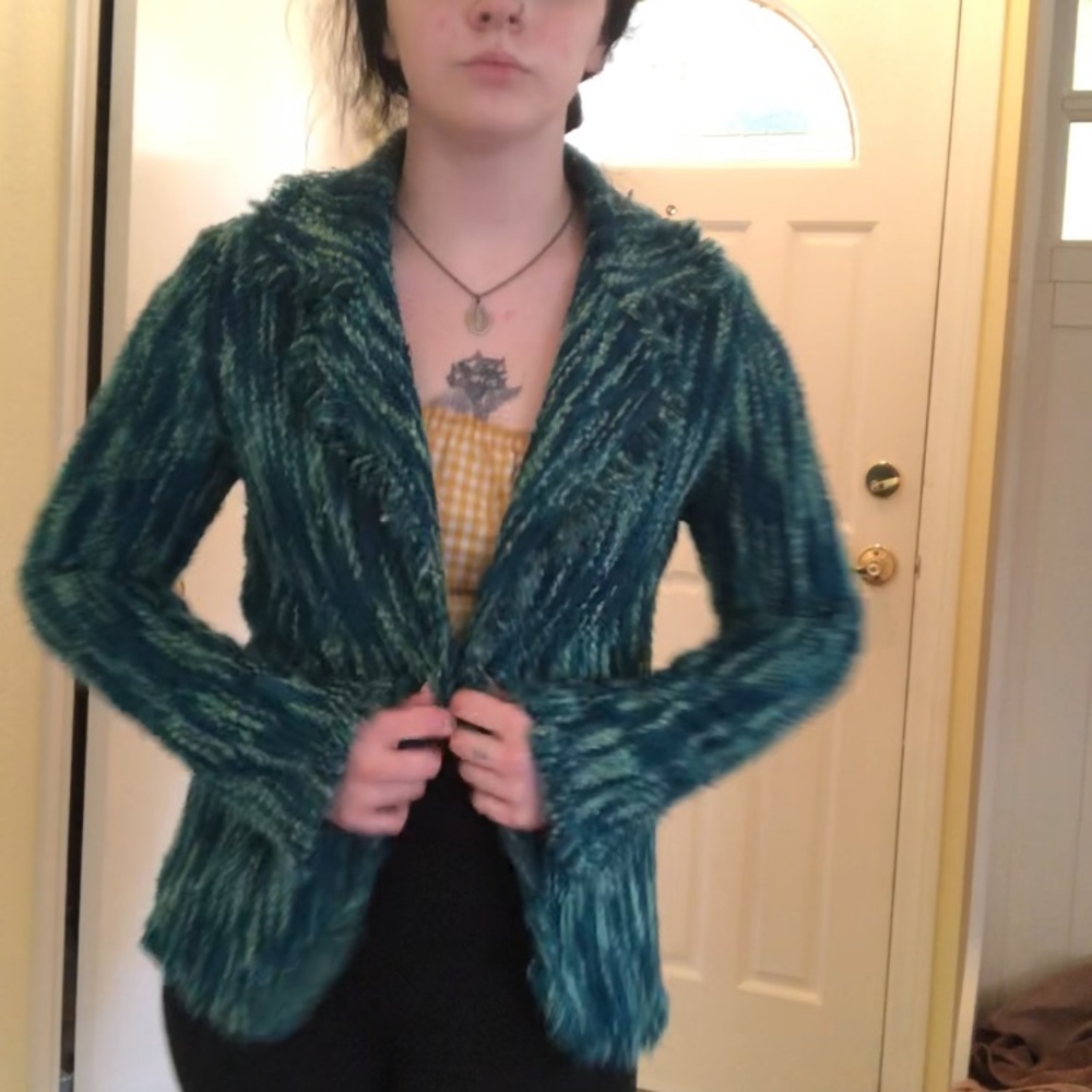 Gorgeous teal crochet blazer